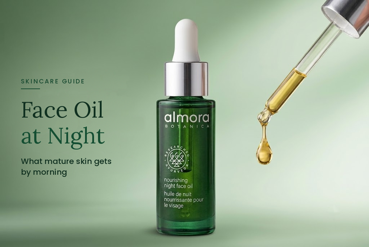 Almora Botanica Nourishing Night Face Oil with dropper, face oil at night for mature skin