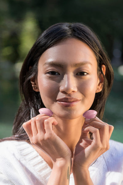 Set of Rose Quartz Mushroom Gua Sha